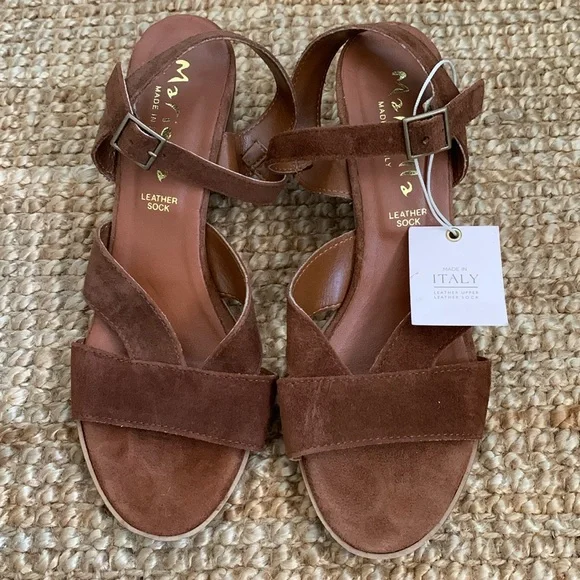 NWT - Mariella Leather (Suede) Block Heel Sandals - Picture 3 of 14